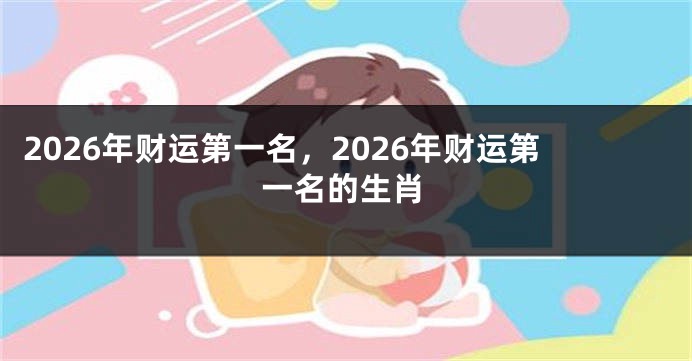 2026年财运第一名，2026年财运第一名的生肖