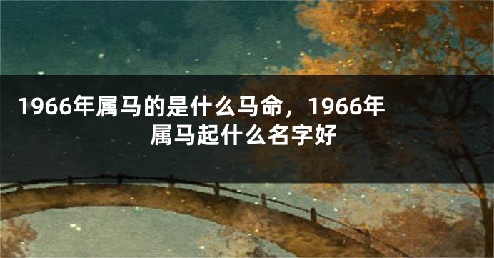 1966年属马的是什么马命，1966年属马起什么名字好