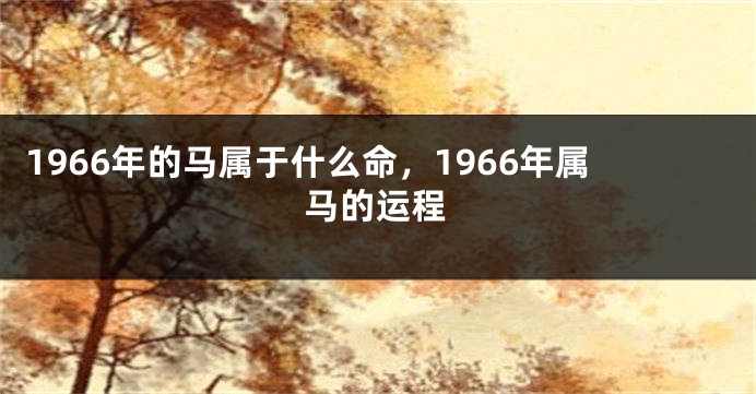 1966年的马属于什么命，1966年属马的运程