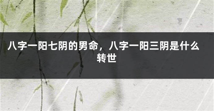 八字一阳七阴的男命，八字一阳三阴是什么转世