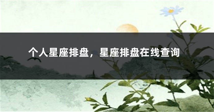 个人星座排盘，星座排盘在线查询
