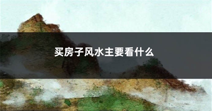 买房子风水主要看什么