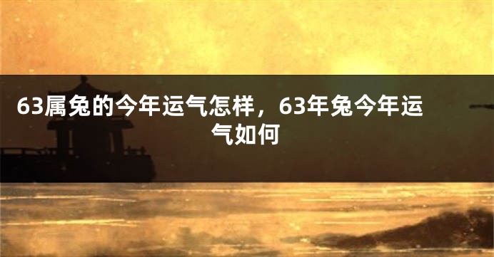 63属兔的今年运气怎样，63年兔今年运气如何