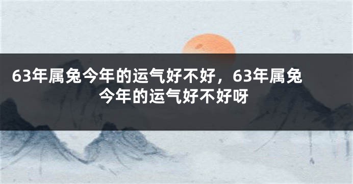 63年属兔今年的运气好不好，63年属兔今年的运气好不好呀