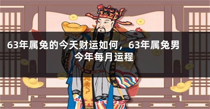 63年属兔的今天财运如何，63年属兔男今年每月运程