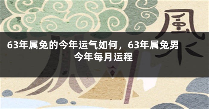 63年属兔的今年运气如何，63年属兔男今年每月运程