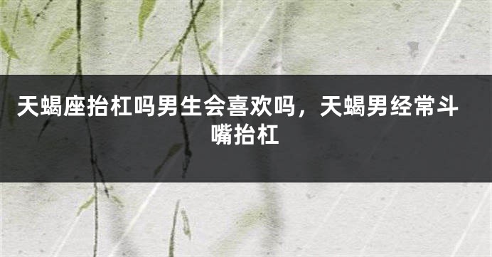 天蝎座抬杠吗男生会喜欢吗，天蝎男经常斗嘴抬杠