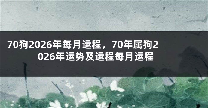 70狗2026年每月运程，70年属狗2026年运势及运程每月运程