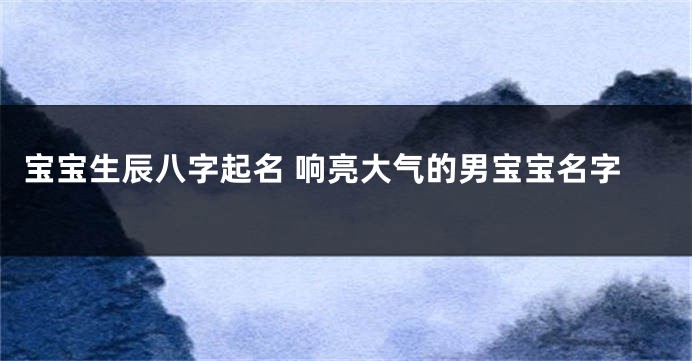 宝宝生辰八字起名 响亮大气的男宝宝名字