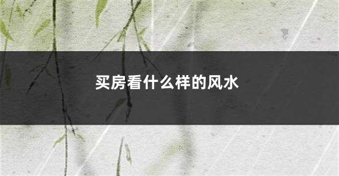买房看什么样的风水