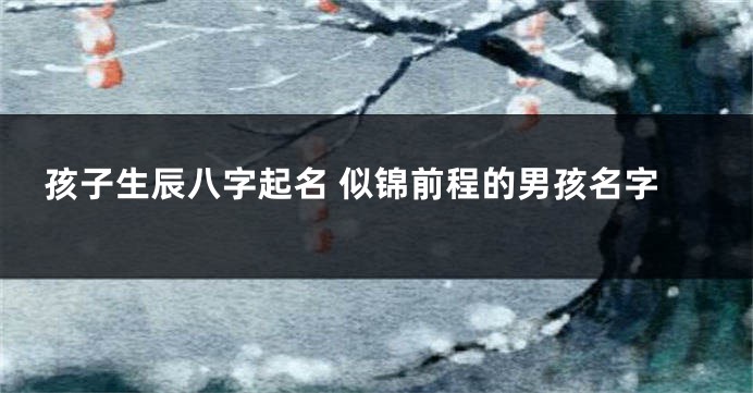 孩子生辰八字起名 似锦前程的男孩名字