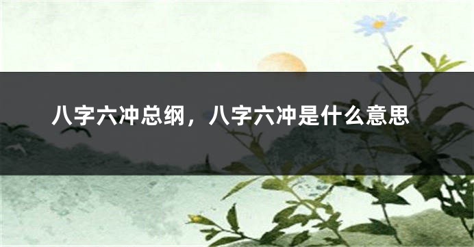 八字六冲总纲，八字六冲是什么意思