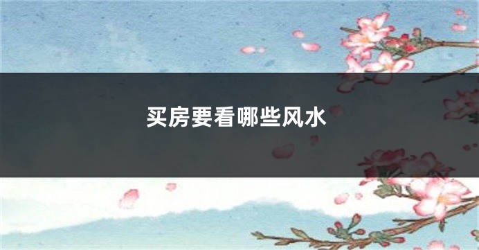 买房要看哪些风水