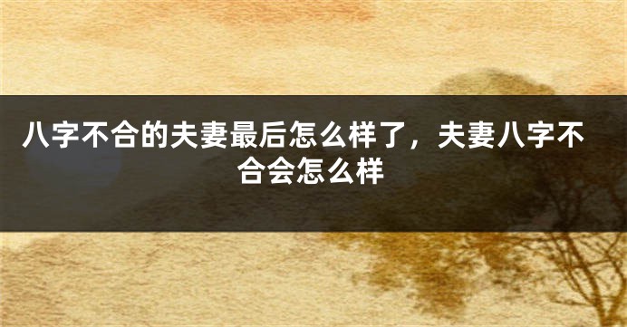八字不合的夫妻最后怎么样了，夫妻八字不合会怎么样