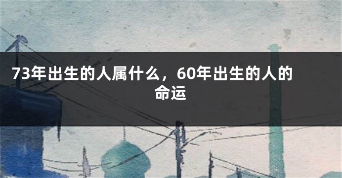 73年出生的人属什么，60年出生的人的命运