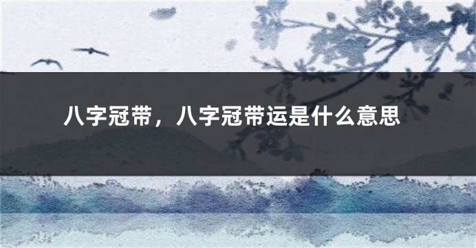 八字冠带，八字冠带运是什么意思