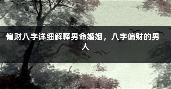 偏财八字详细解释男命婚姻，八字偏财的男人