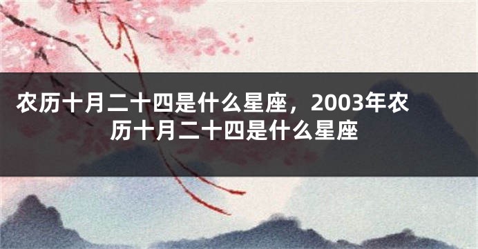 农历十月二十四是什么星座，2003年农历十月二十四是什么星座