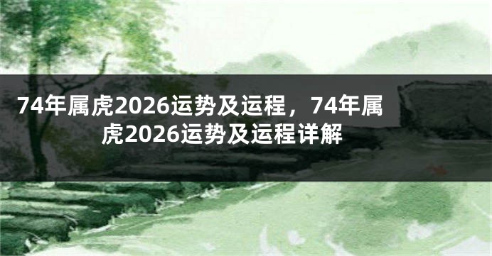 74年属虎2026运势及运程，74年属虎2026运势及运程详解