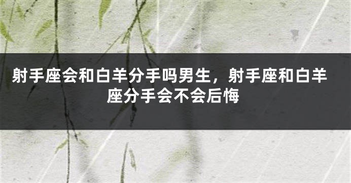 射手座会和白羊分手吗男生,射手座和白羊座分手会不会后悔