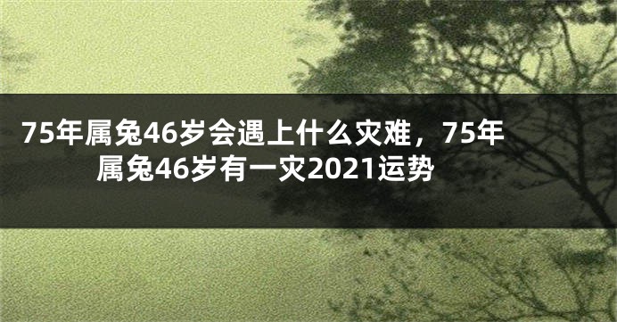 75年属兔46岁会遇上什么灾难，75年属兔46岁有一灾2021运势