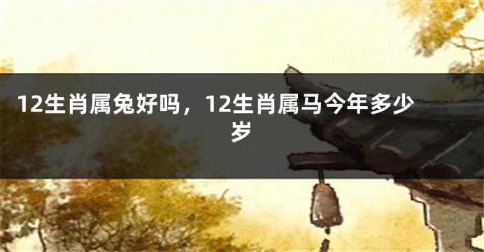 12生肖属兔好吗，12生肖属马今年多少岁