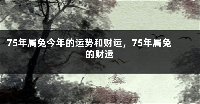 75年属兔今年的运势和财运，75年属兔的财运