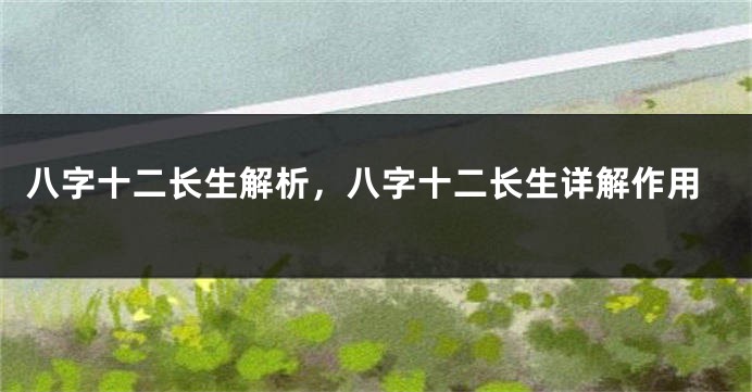 八字十二长生解析，八字十二长生详解作用