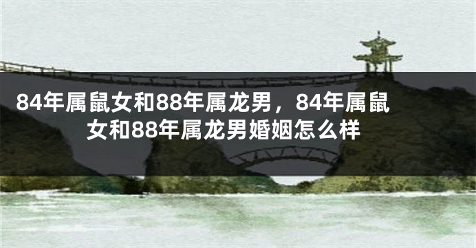 84年属鼠女和88年属龙男，84年属鼠女和88年属龙男婚姻怎么样