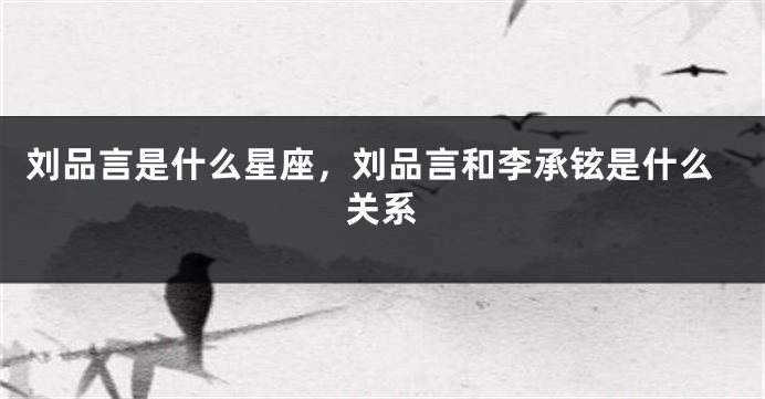 刘品言是什么星座，刘品言和李承铉是什么关系