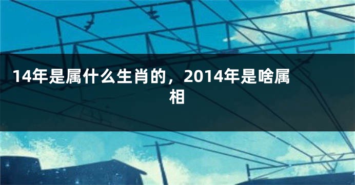 14年是属什么生肖的，2014年是啥属相
