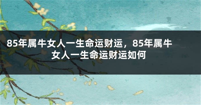 85年属牛女人一生命运财运，85年属牛女人一生命运财运如何