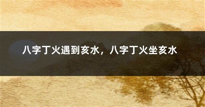 八字丁火遇到亥水，八字丁火坐亥水